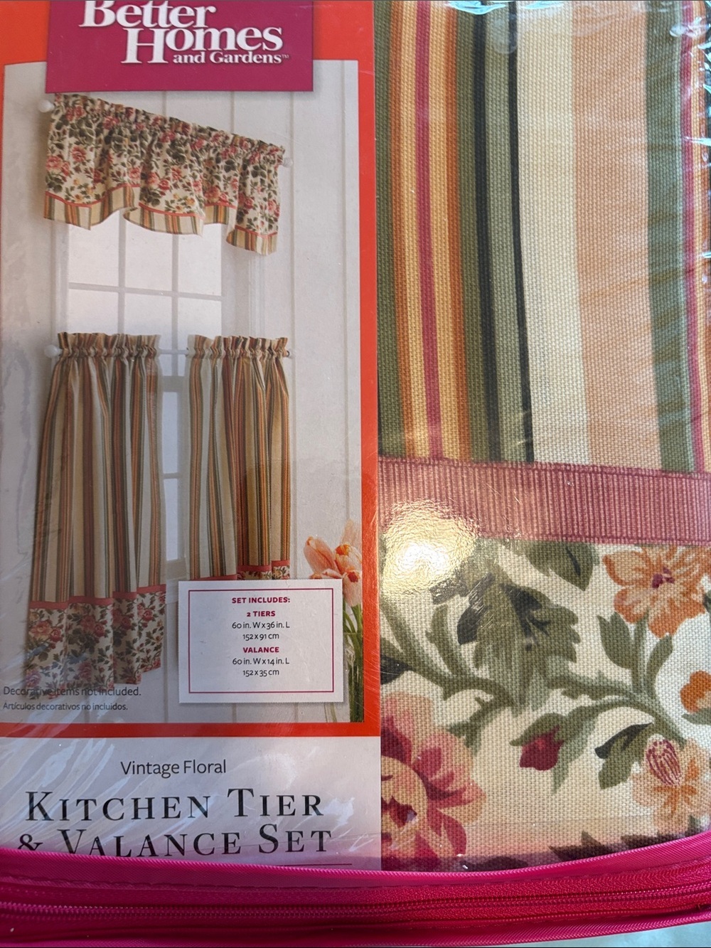 Better Homes And Gardens Vintage Floral Kitchen Tier & Valance Set - Multi